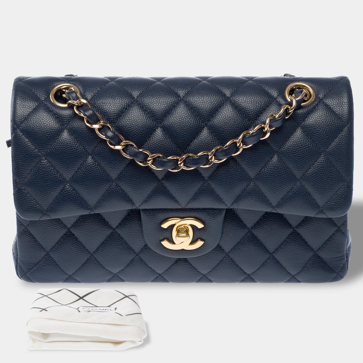 Sac CHANEL Timeless/Classique en Cuir Bleu Marine - 104049