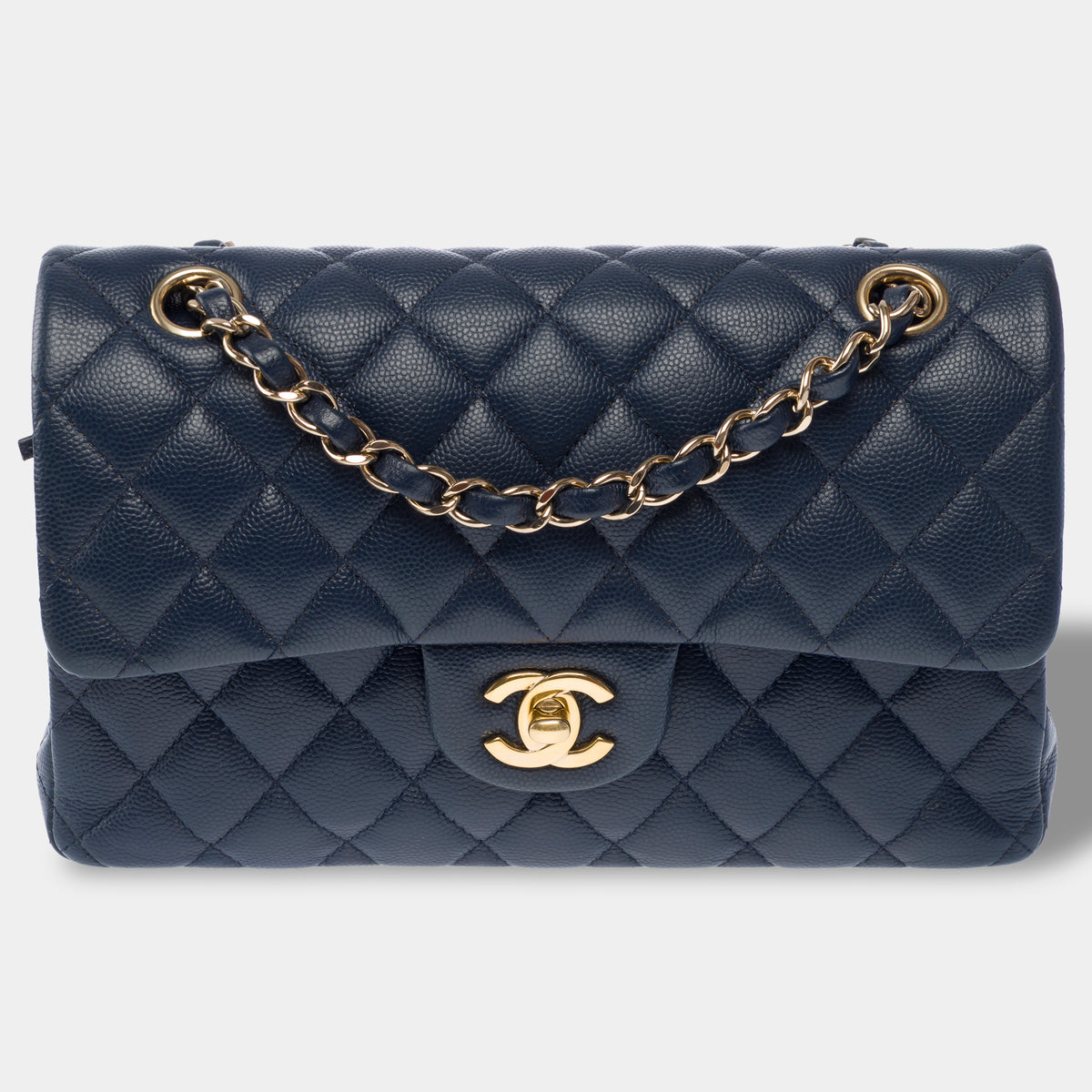 Sac CHANEL Timeless/Classique en Cuir Bleu Marine - 104049