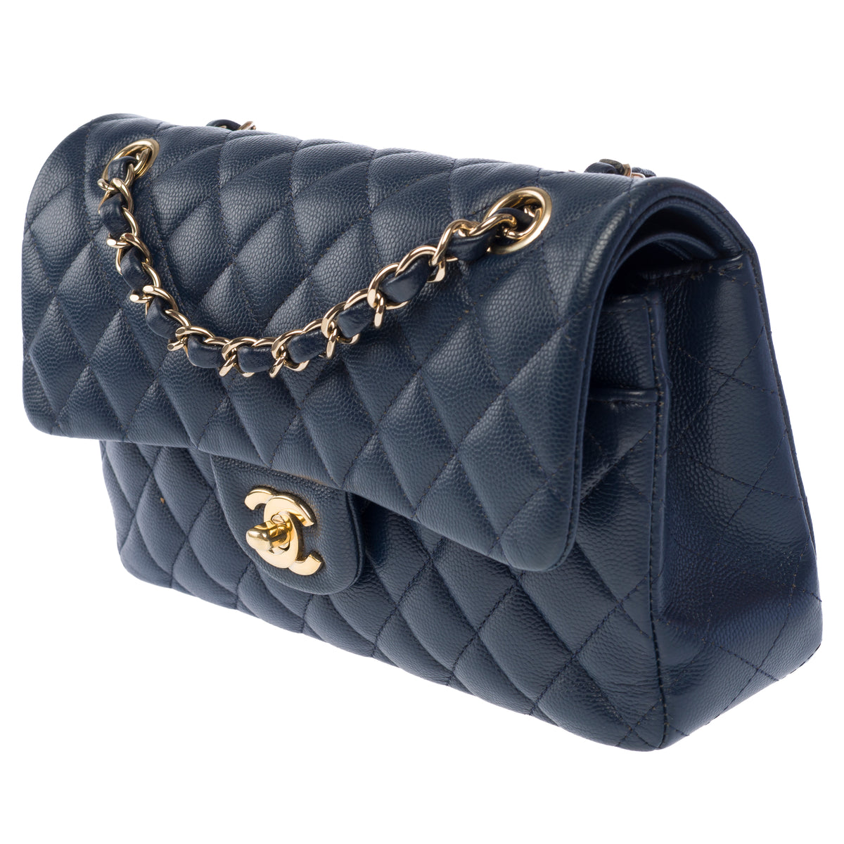 Sac CHANEL Timeless/Classique en Cuir Bleu Marine - 104049