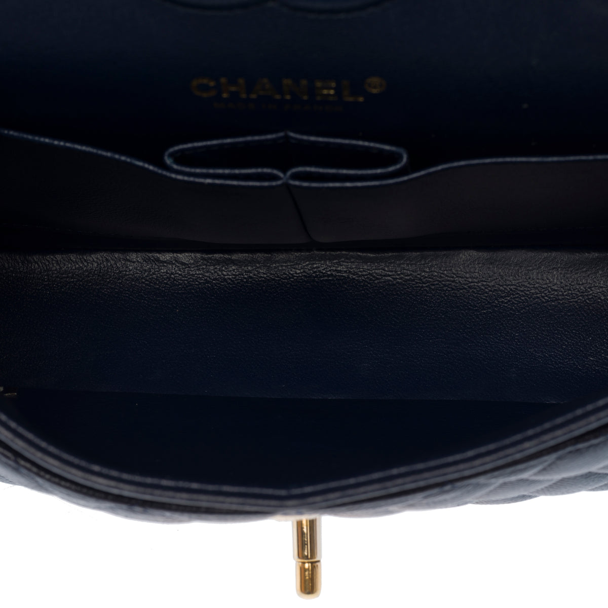 Sac CHANEL Timeless/Classique en Cuir Bleu Marine - 104049