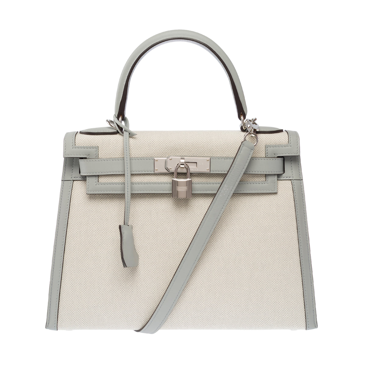 Sac HERMES Kelly 28 en Toile Gris - 104073
