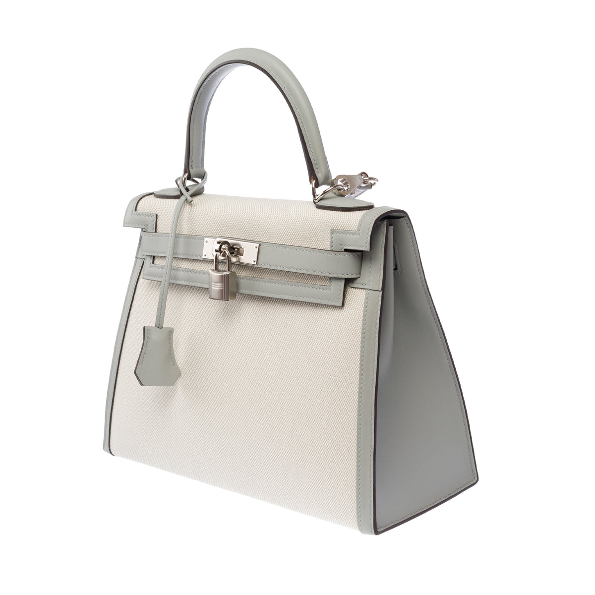 Sac HERMES Kelly 28 en Toile Gris - 104073