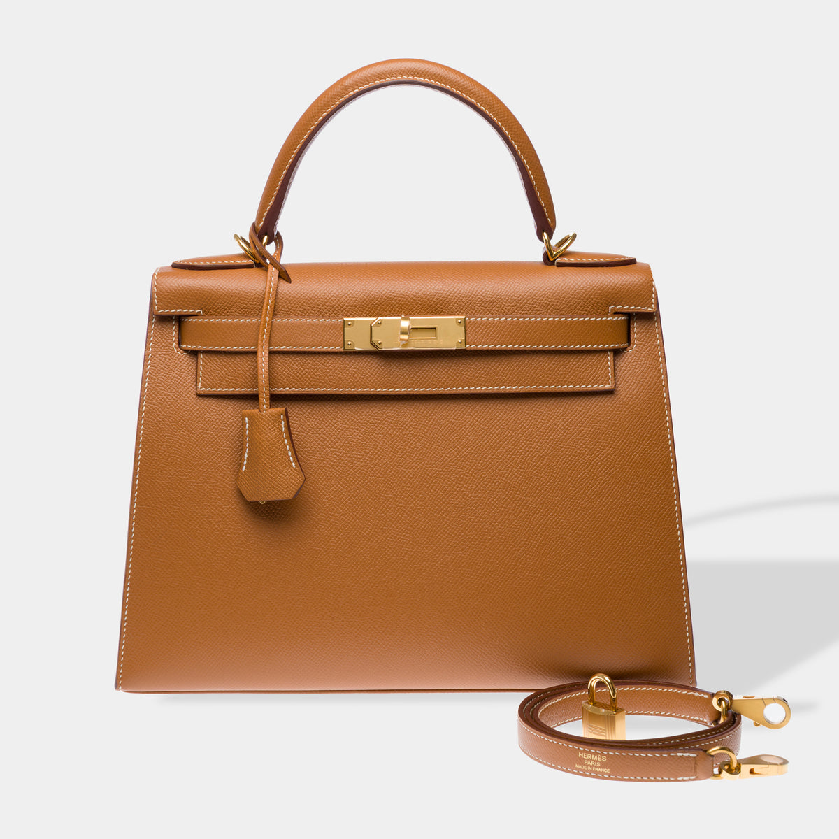 Sac HERMES Kelly 28 en Cuir Doré - 104077