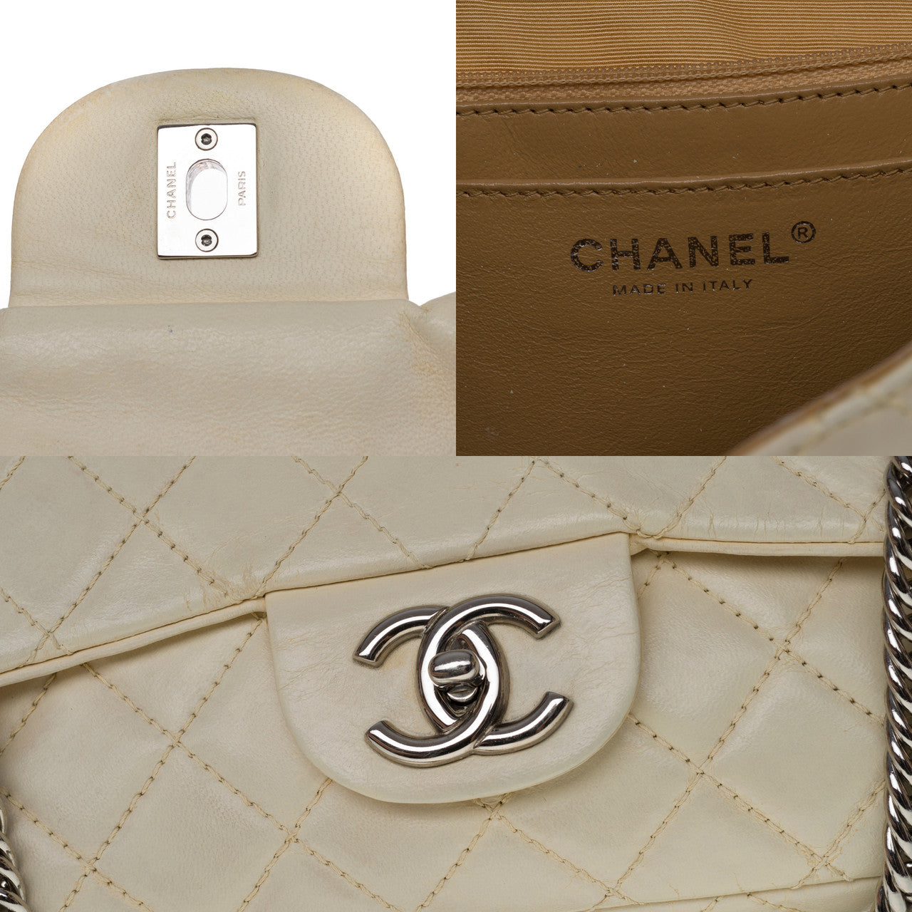 Sac CHANEL Timeless/Classique en Cuir Beige - 100587