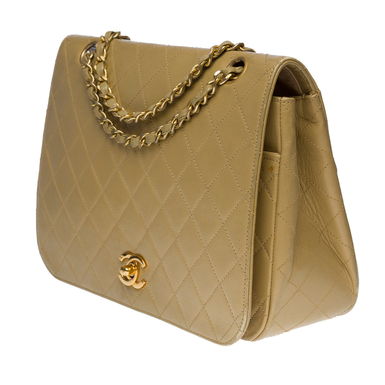 Sac CHANEL Timeless/Classique en Cuir Beige - 100712