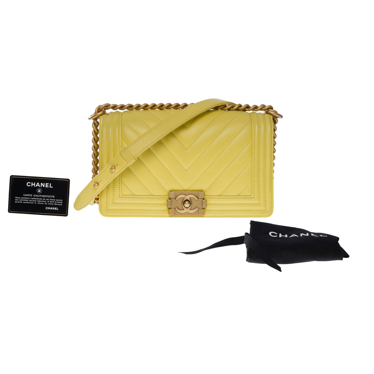 Sac CHANEL Boy en Cuir Jaune - 101201
