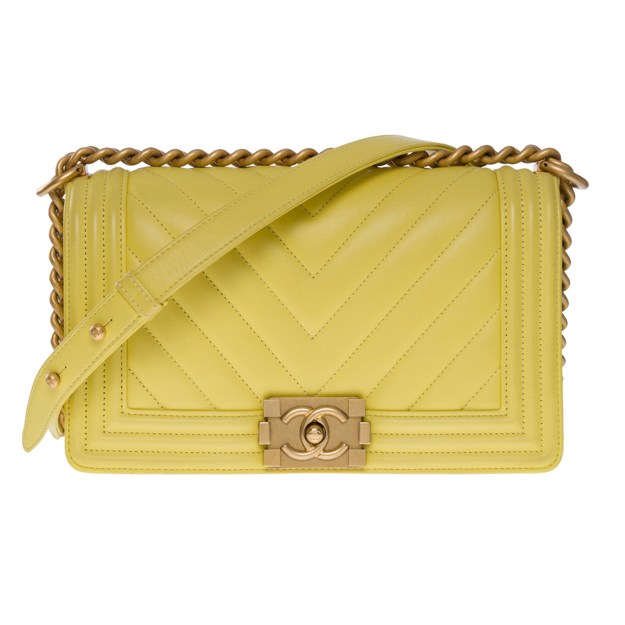 Sac CHANEL Boy en Cuir Jaune - 101201