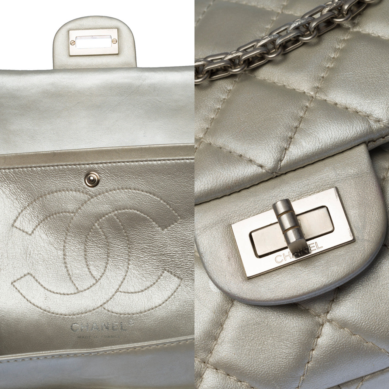 Sac CHANEL 2.55 en Cuir Argent - 100179