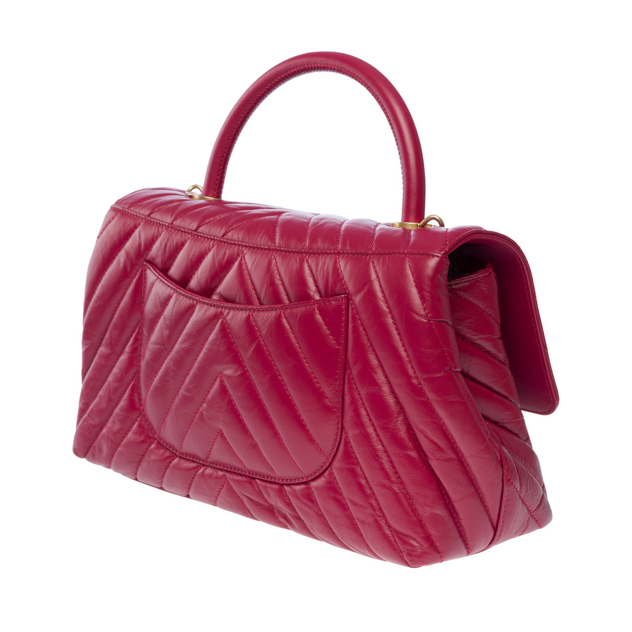 Sac CHANEL Coco Handle en Cuir Rouge - 101387