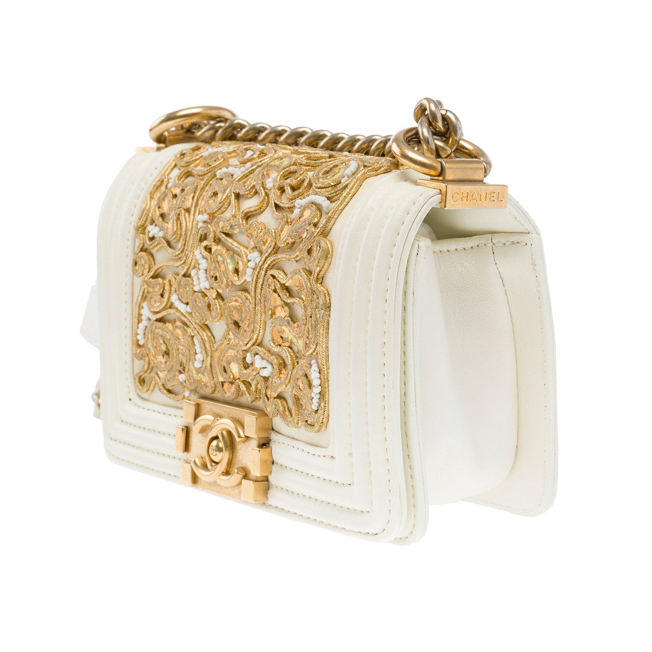 Sac CHANEL Boy en Cuir Beige - 101544