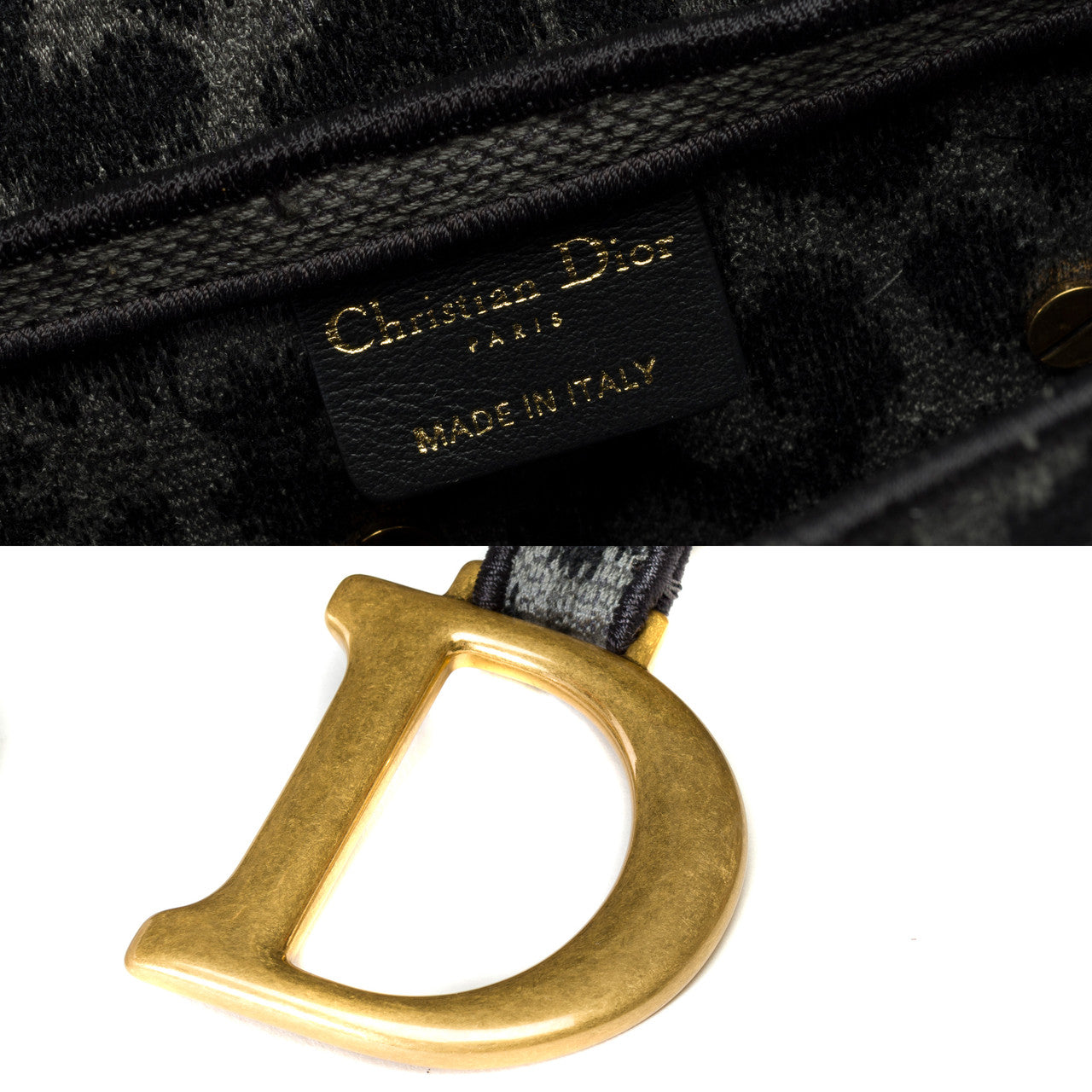 Sac DIOR Saddle en Tweed Gris - 102018