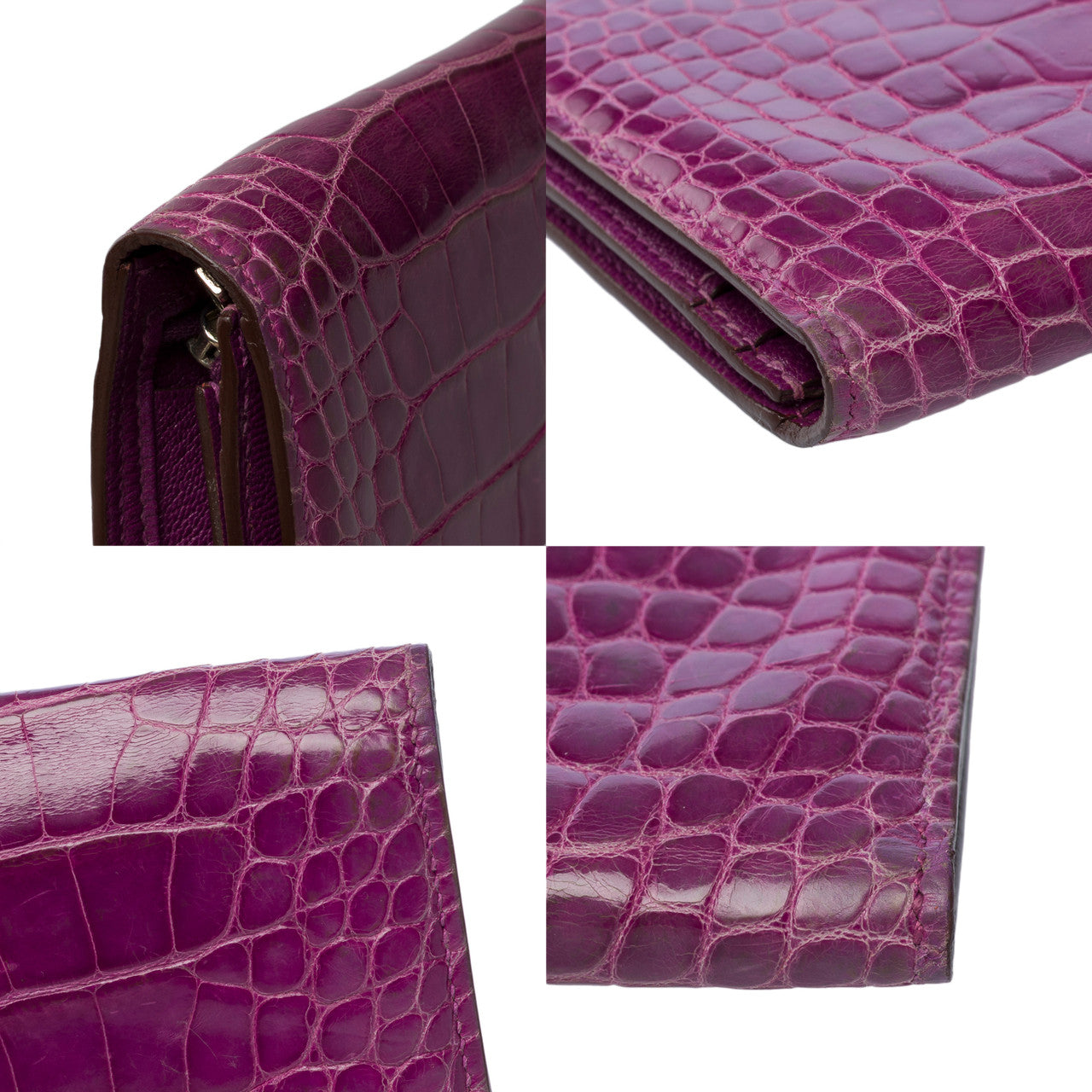Accessoire HERMES Bearn en Cuirs exotiques Violet - 101993