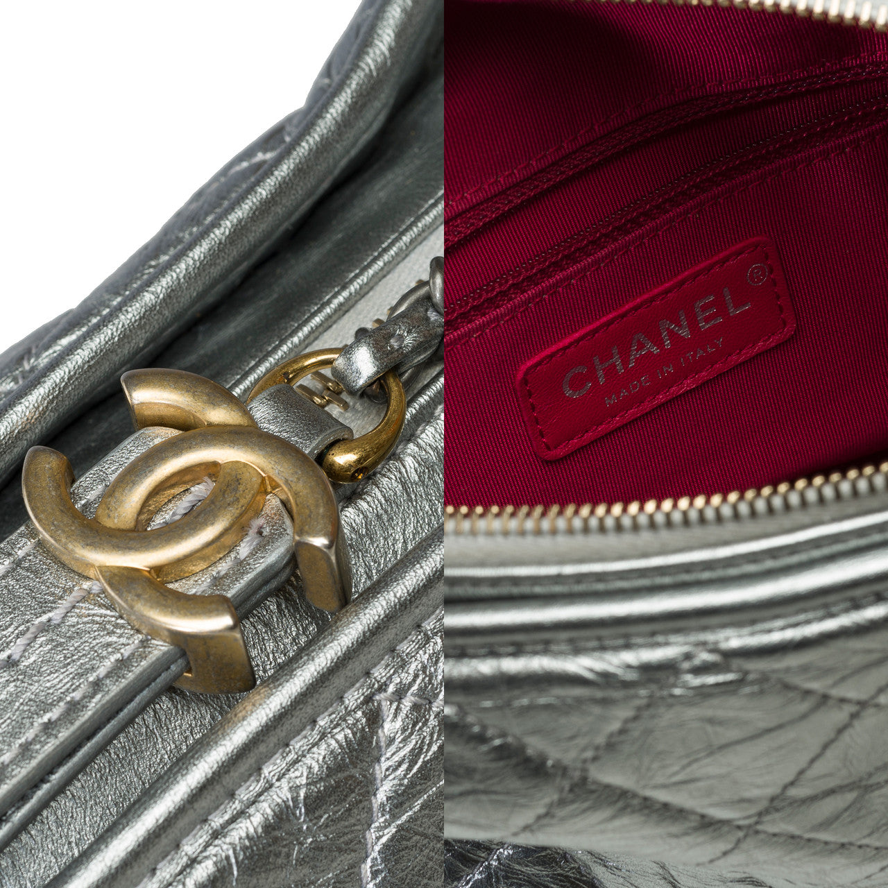 Sac CHANEL Gabrielle en Cuir Argent - 102196