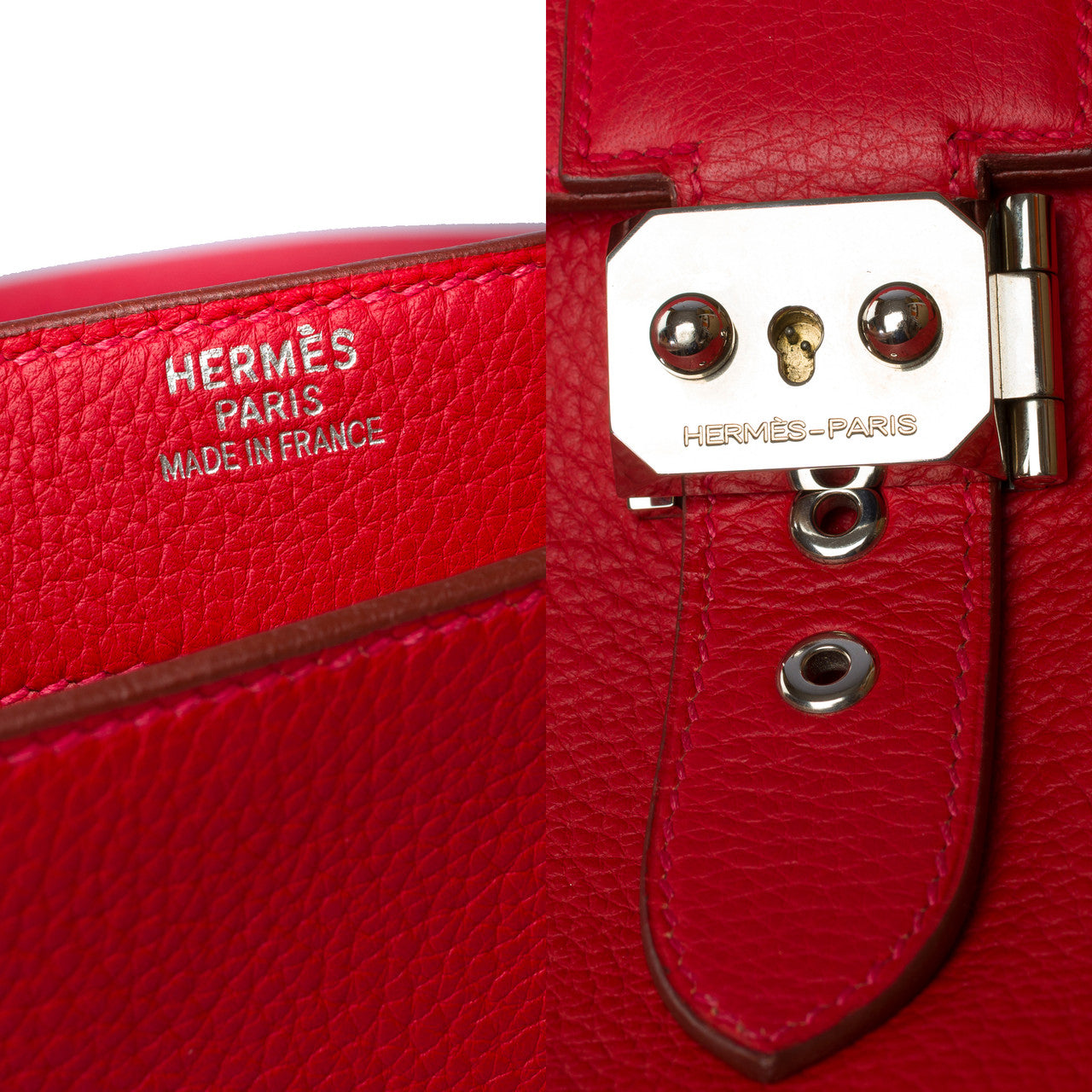 Sac HERMES Sac a depeches en Cuir Rouge - 102192