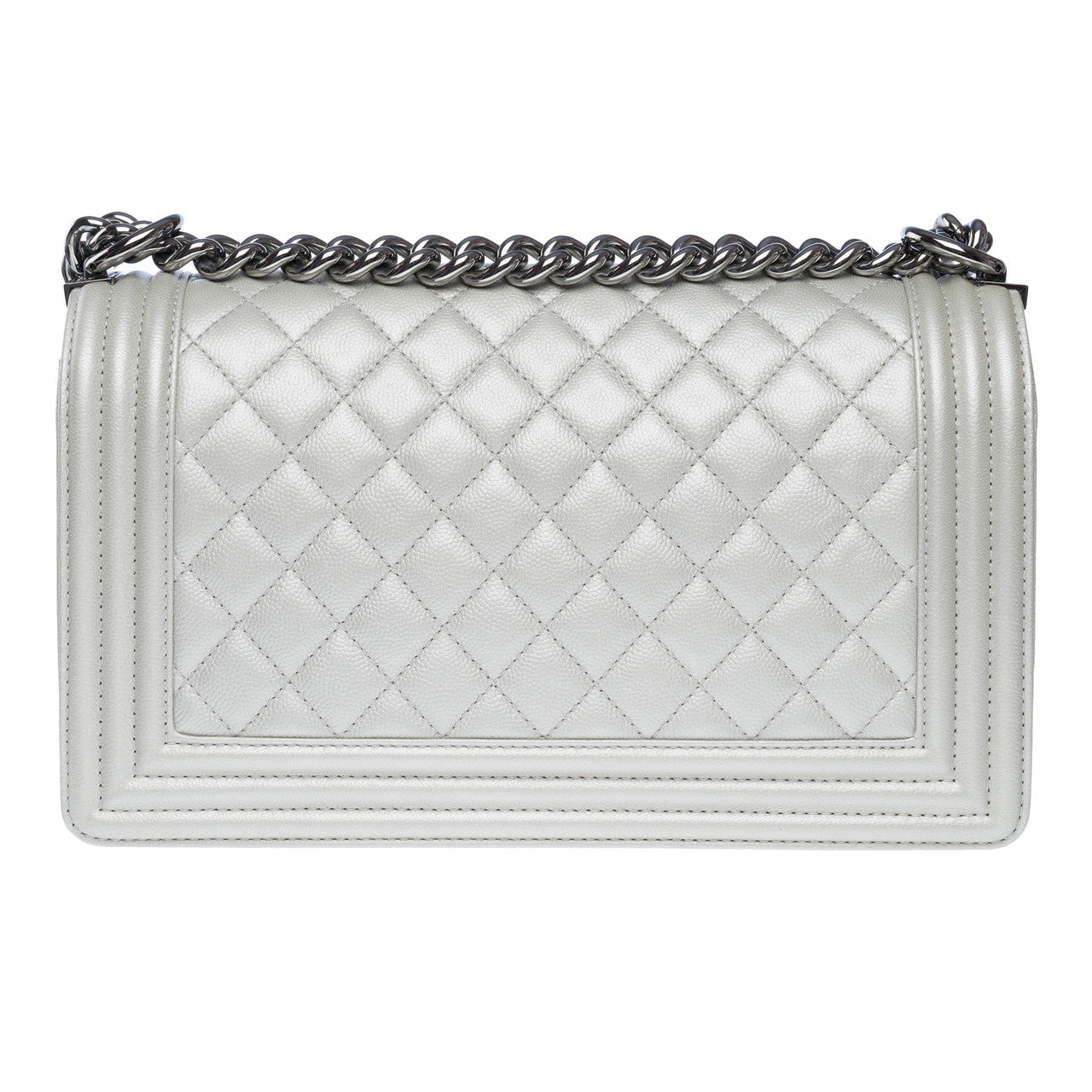Sac CHANEL Boy en Cuir Argent - 102456