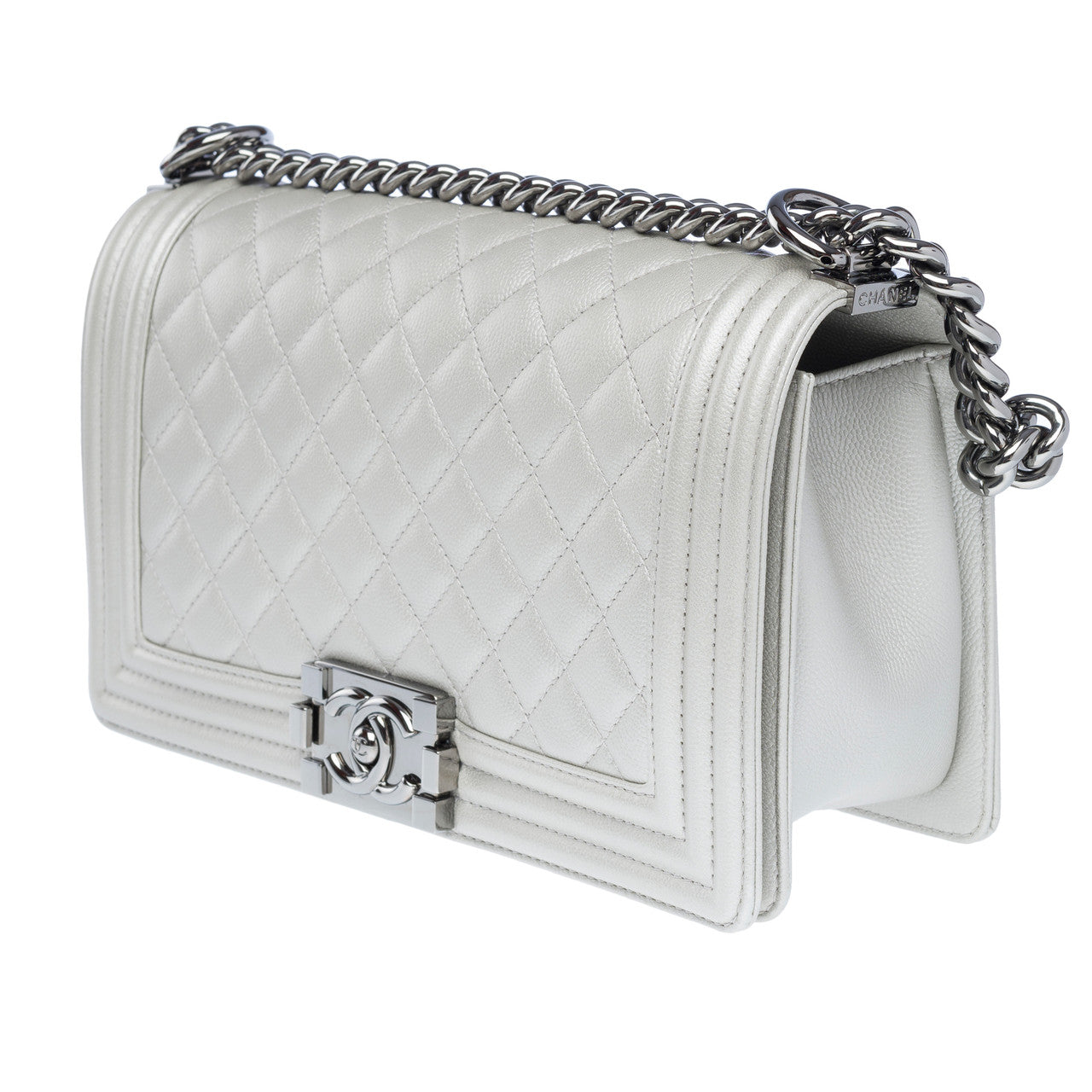 Sac CHANEL Boy en Cuir Argent - 102456