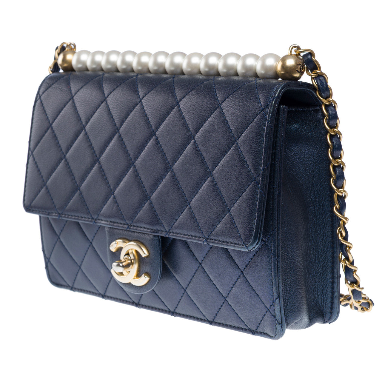 Sac CHANEL Timeless/Classique en Cuir Bleu Marine - 102468