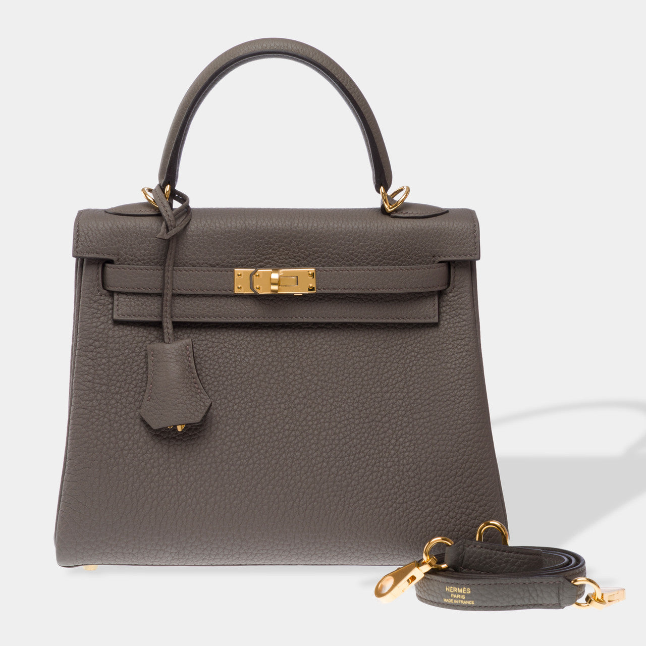 Sac HERMES Kelly 25 en Cuir Gris - 102683