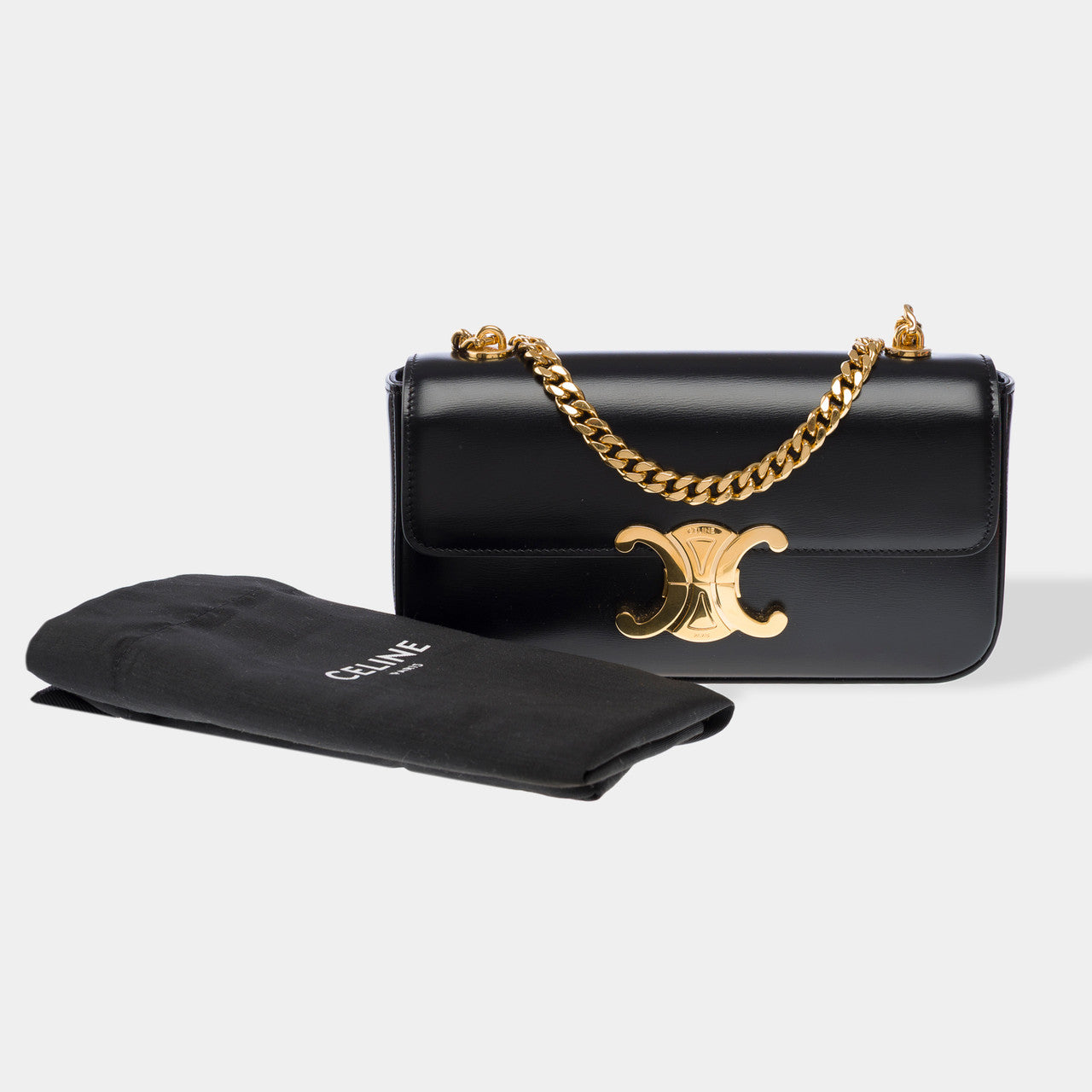 Sac CELINE Triomphe en Cuir Noir - 102702