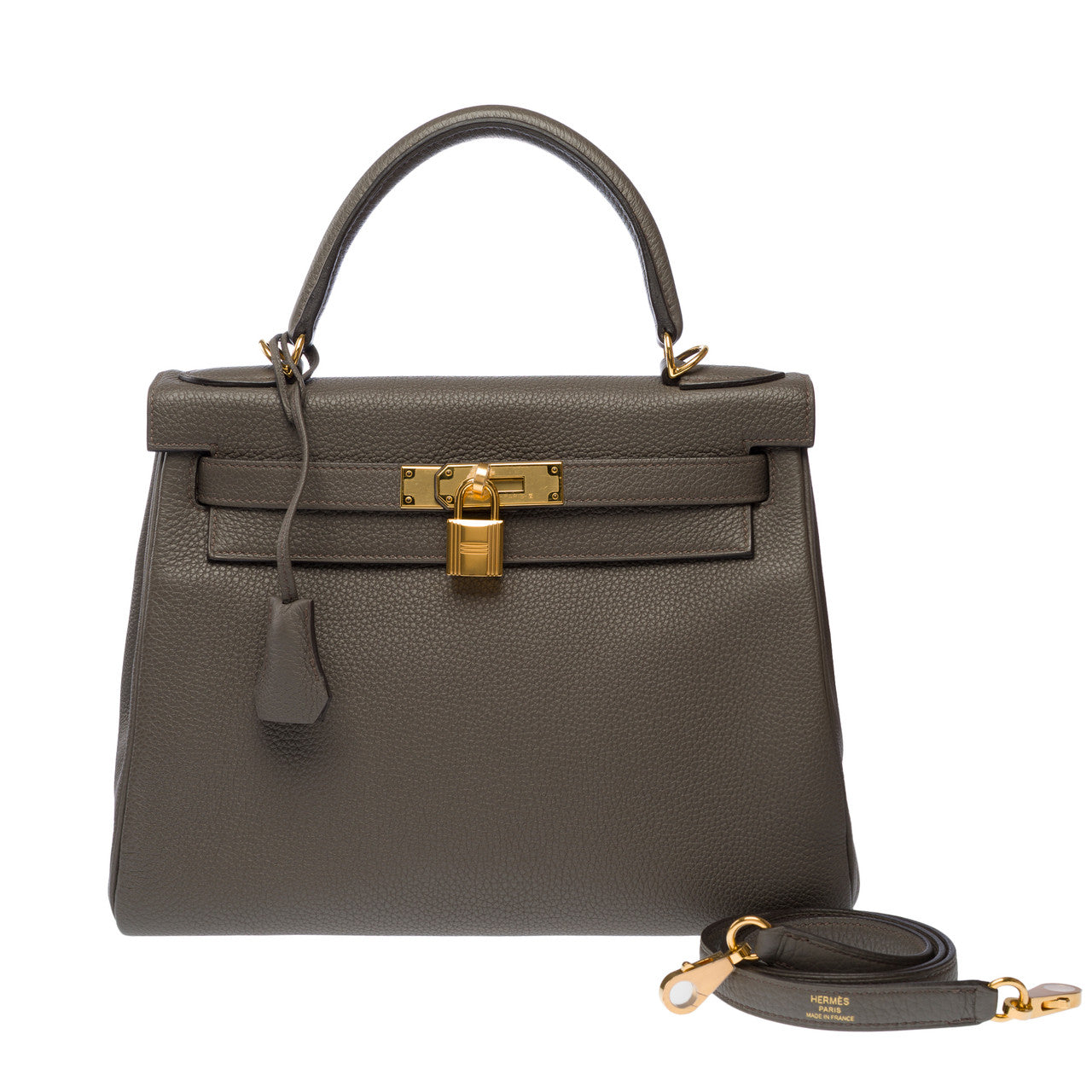 Sac HERMES Kelly 28 en Cuir Gris - 102715