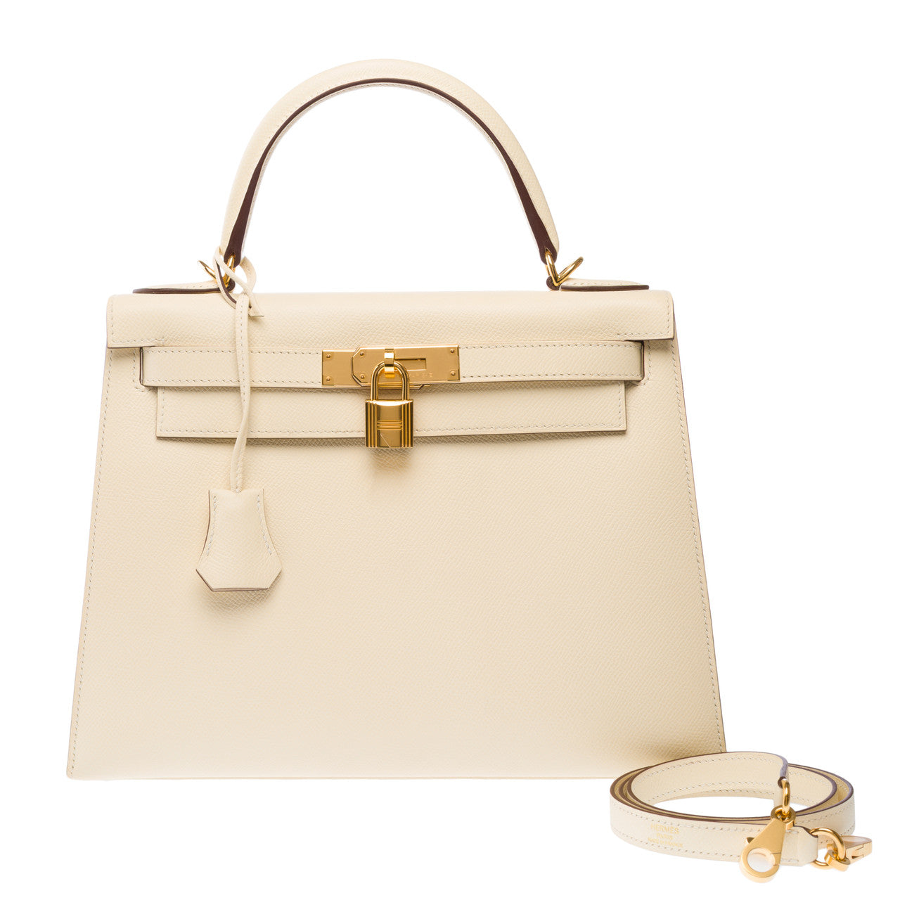 Sac HERMES Kelly 28 en Cuir Beige - 102828