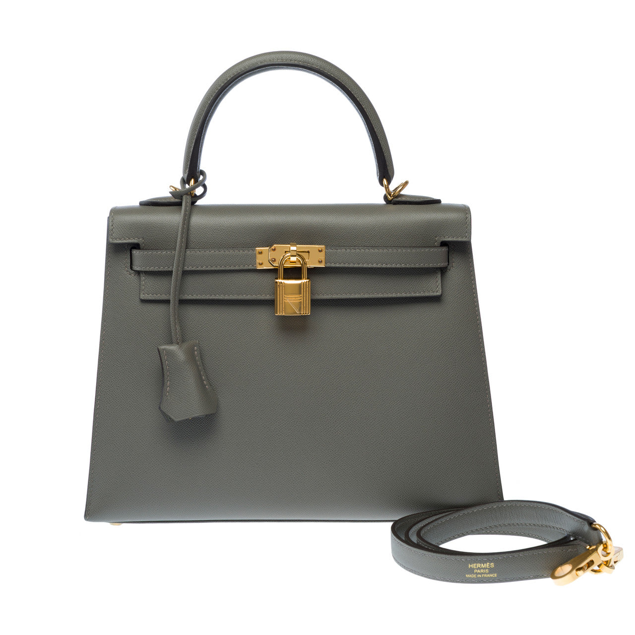 Sac HERMES Kelly 25 en Cuir Gris - 102842