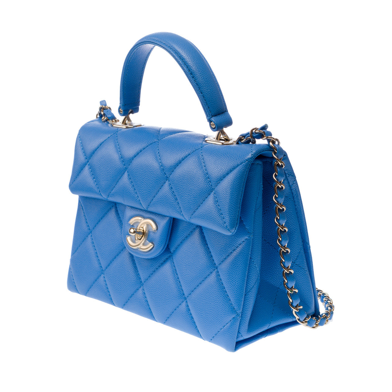 Sac CHANEL Timeless Classique Top Handle en Cuir Bleu - 102848