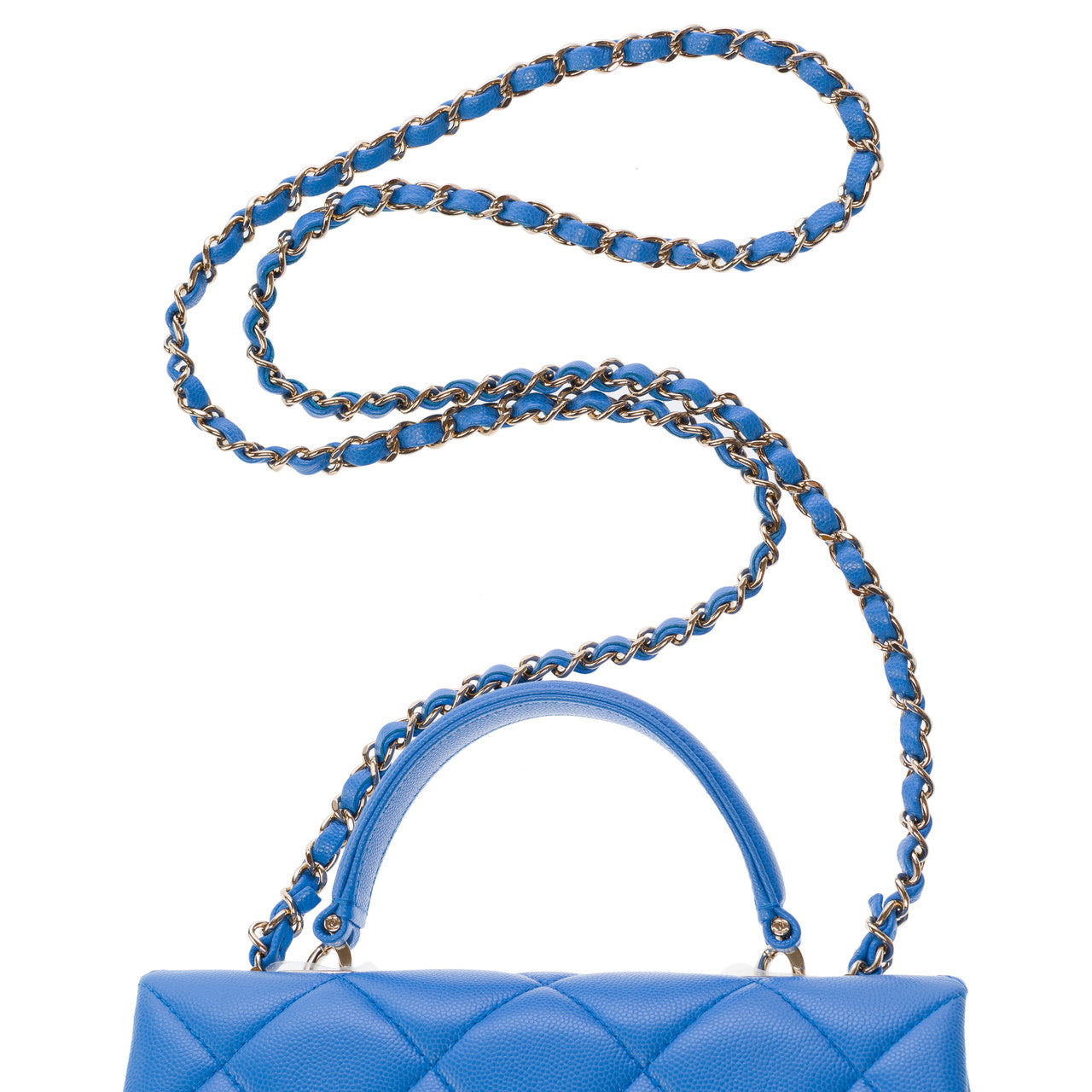 Sac CHANEL Timeless Classique Top Handle en Cuir Bleu - 102848