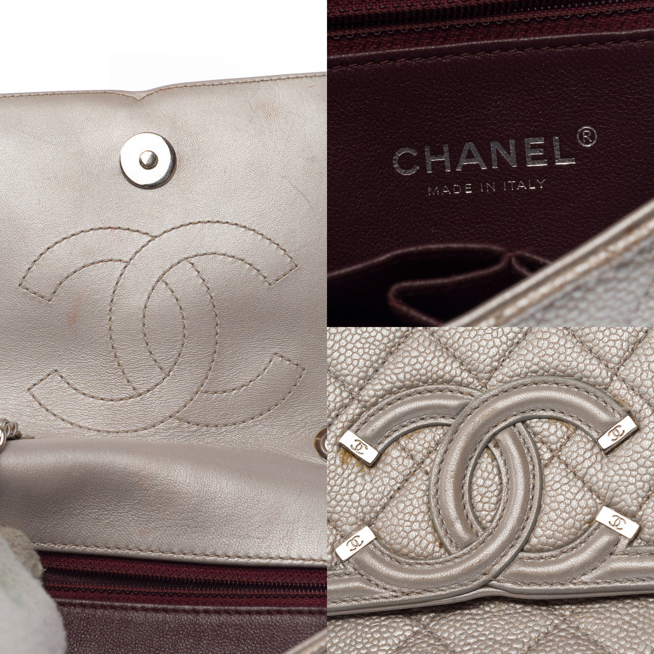 Sac CHANEL en Cuir Argent - 102855