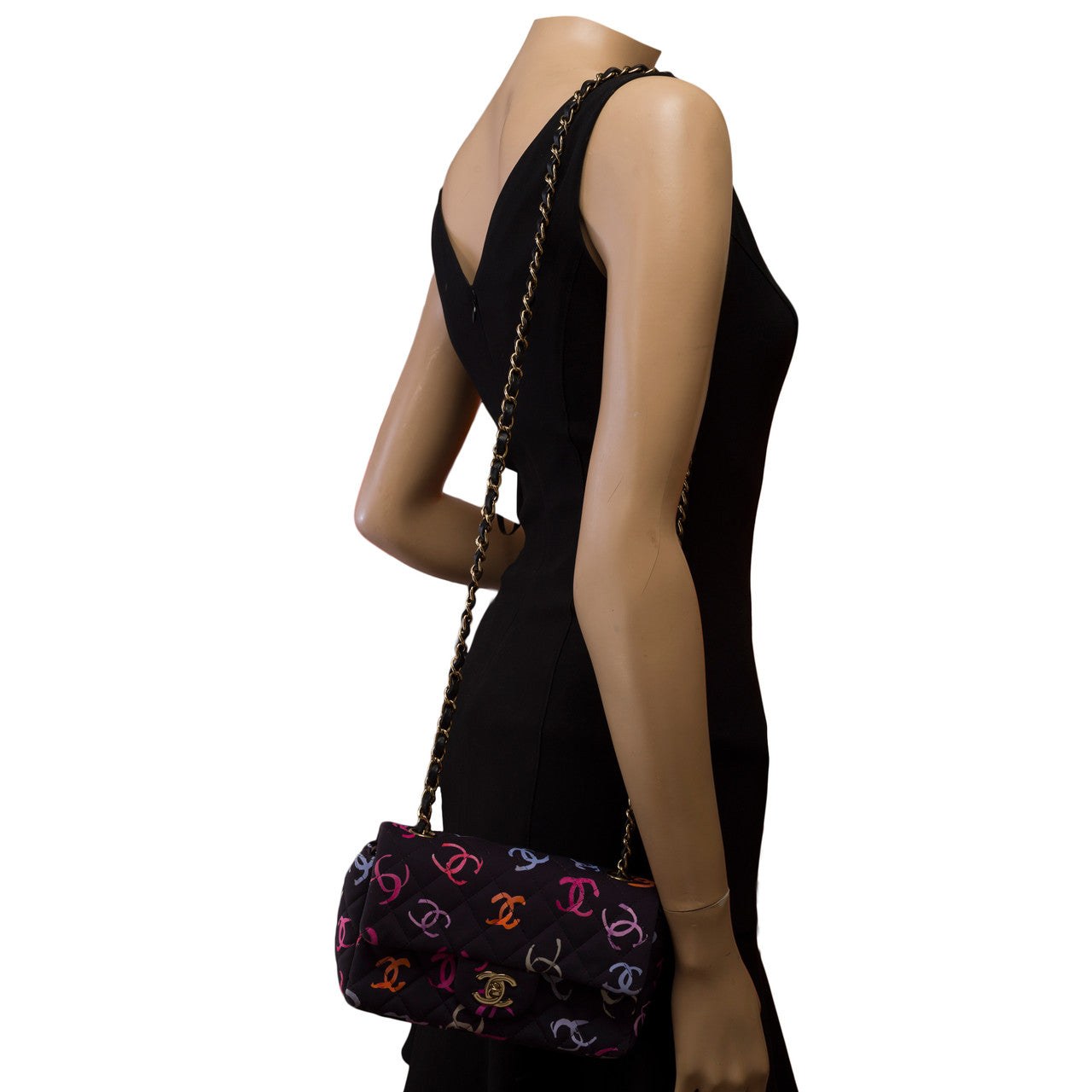 Sac CHANEL Timeless/Classique en Coton Bleu Marine - 102900