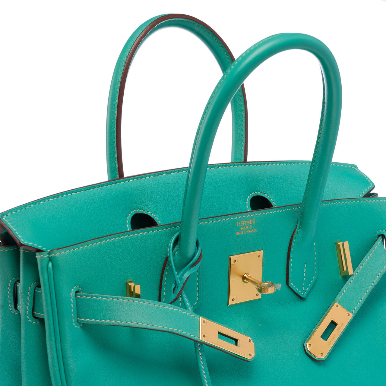 Sac HERMES Birkin 30 en Cuir Bleu - 102867