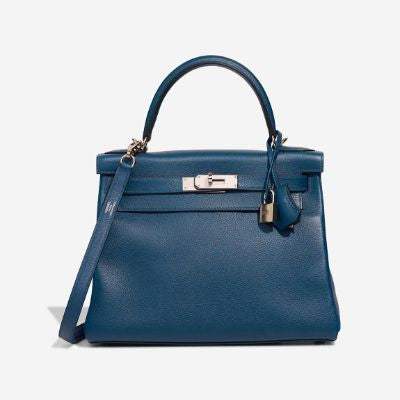 Sac HERMES Kelly 28 en Cuir Bleu - 102877