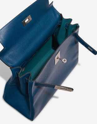 Sac HERMES Kelly 28 en Cuir Bleu - 102877