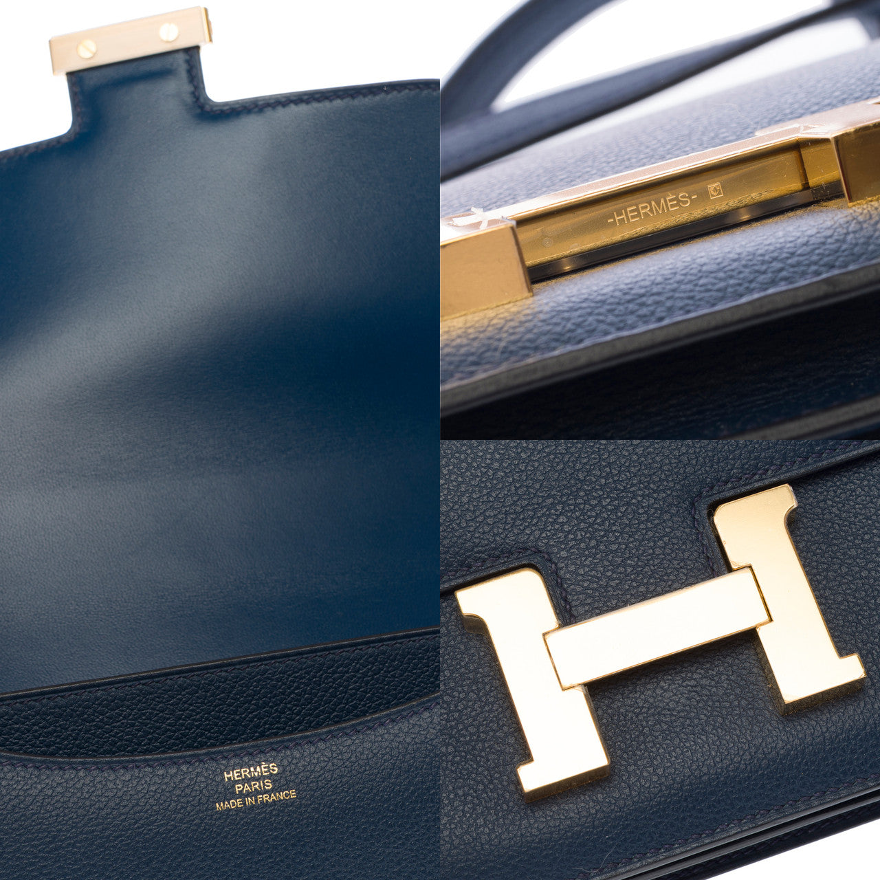 Sac HERMES Constance en Cuir Bleu - 102895
