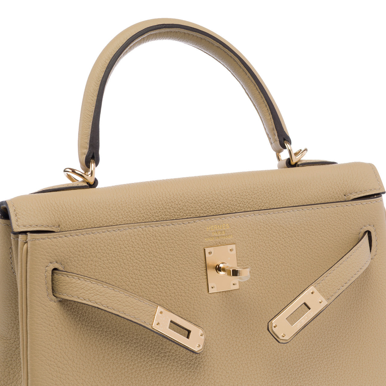 Sac HERMES Kelly 25 en Cuir Beige - 102942