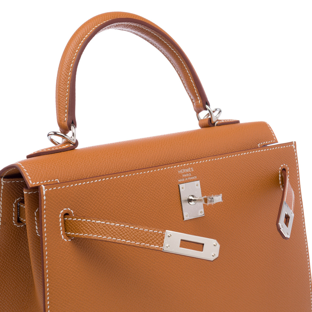 Sac HERMES Kelly 25 en Cuir Doré - 102950
