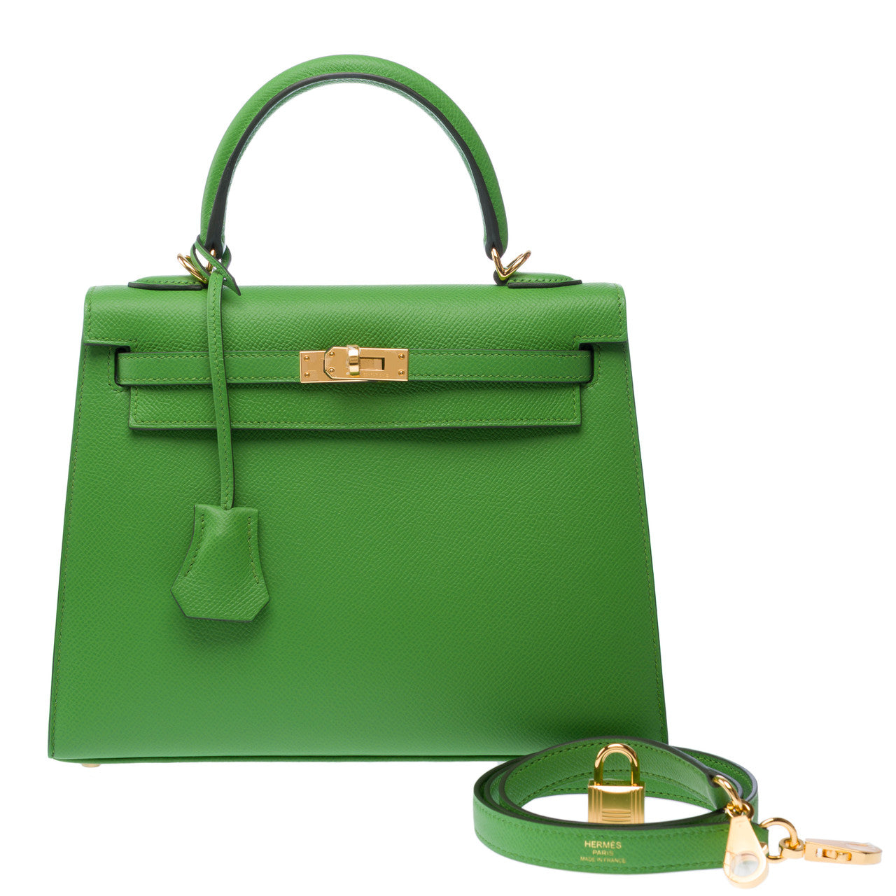 Sac HERMES Kelly 25 en Cuir Vert - 102954