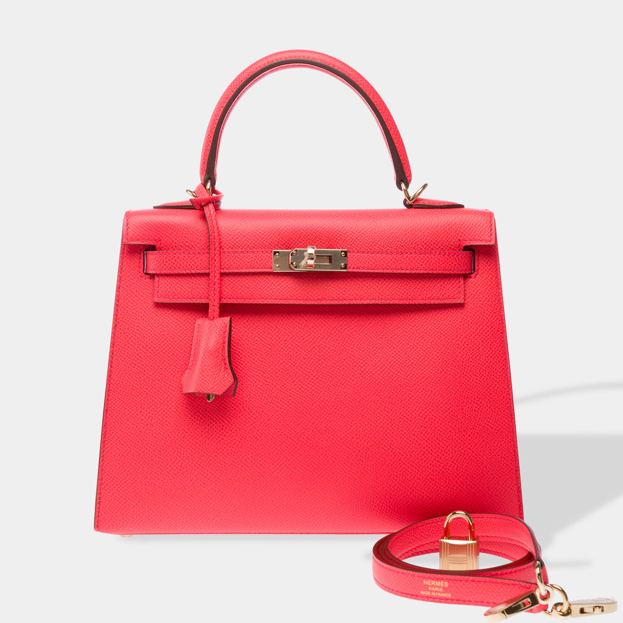 Sac HERMES Kelly 25 en Cuir Rose - 102953
