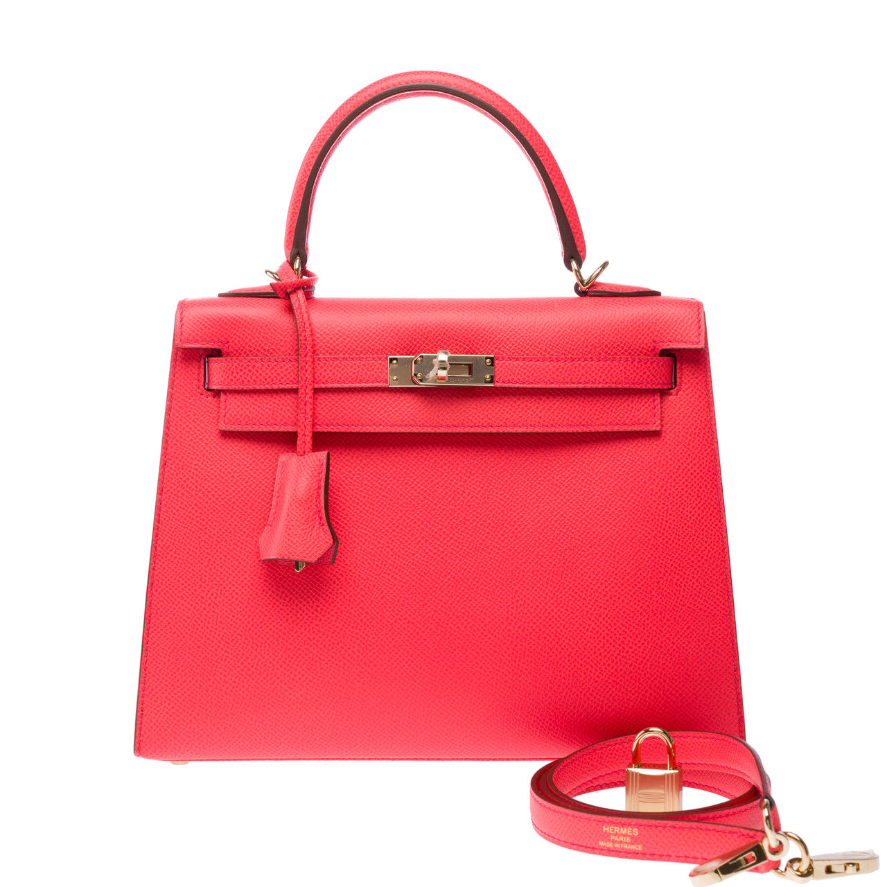 Sac HERMES Kelly 25 en Cuir Rose - 102953