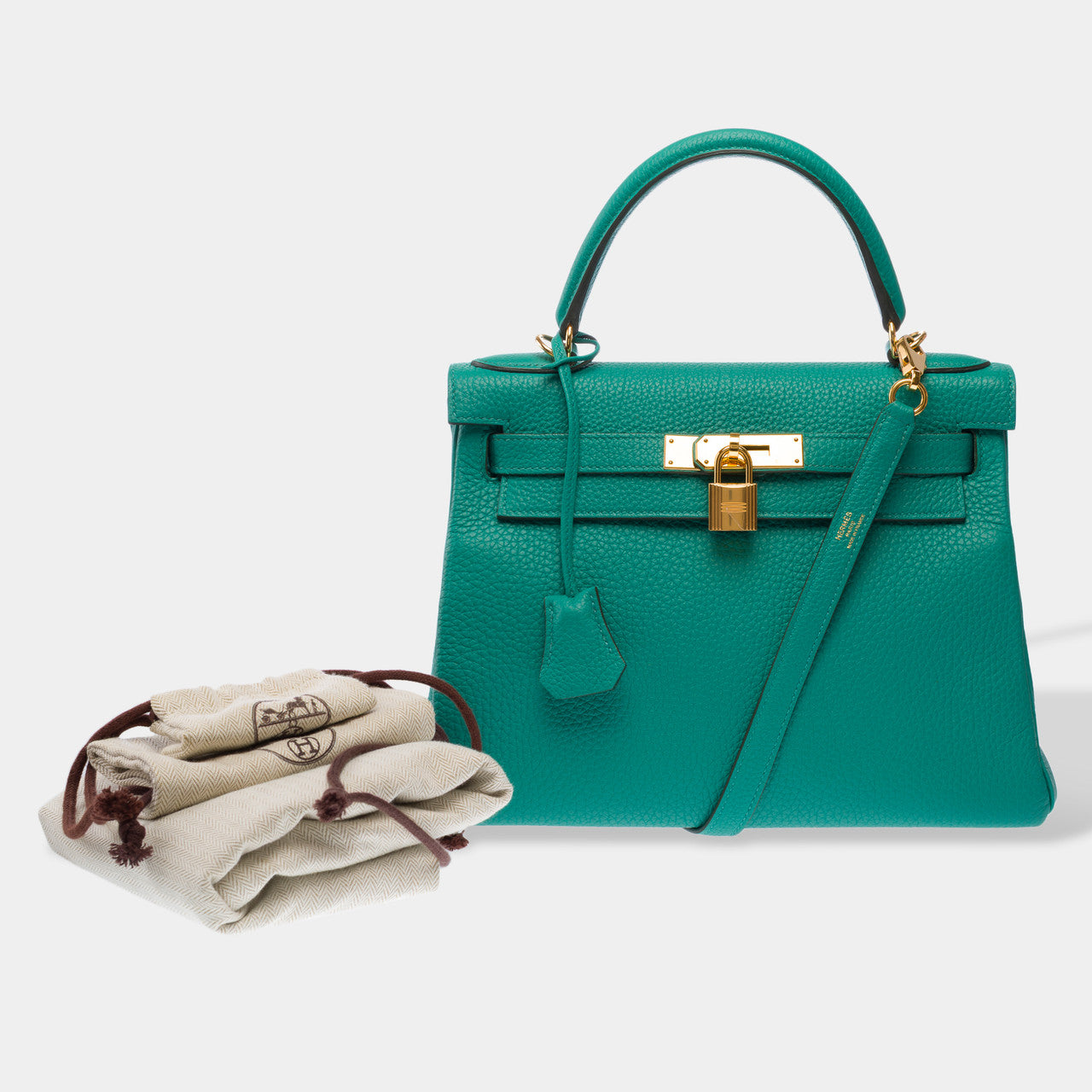 Sac HERMES Kelly 28 en Cuir Vert - 102963