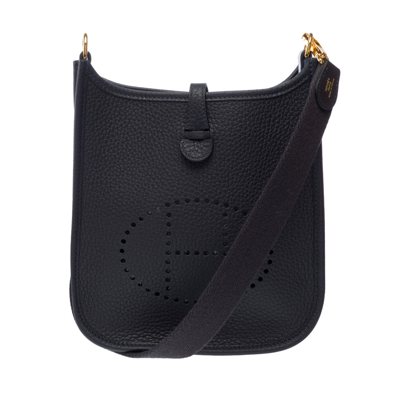 Sac HERMES Mini Evelyne en Cuir Bleu Marine - 102966