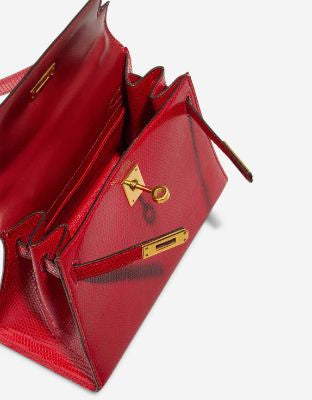 Sac HERMES Kelly Mini en Cuirs exotiques Rouge - 102976