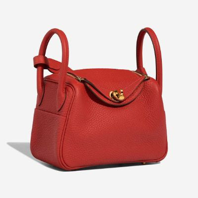 Sac HERMES Lindy en Cuir Rouge - 102995
