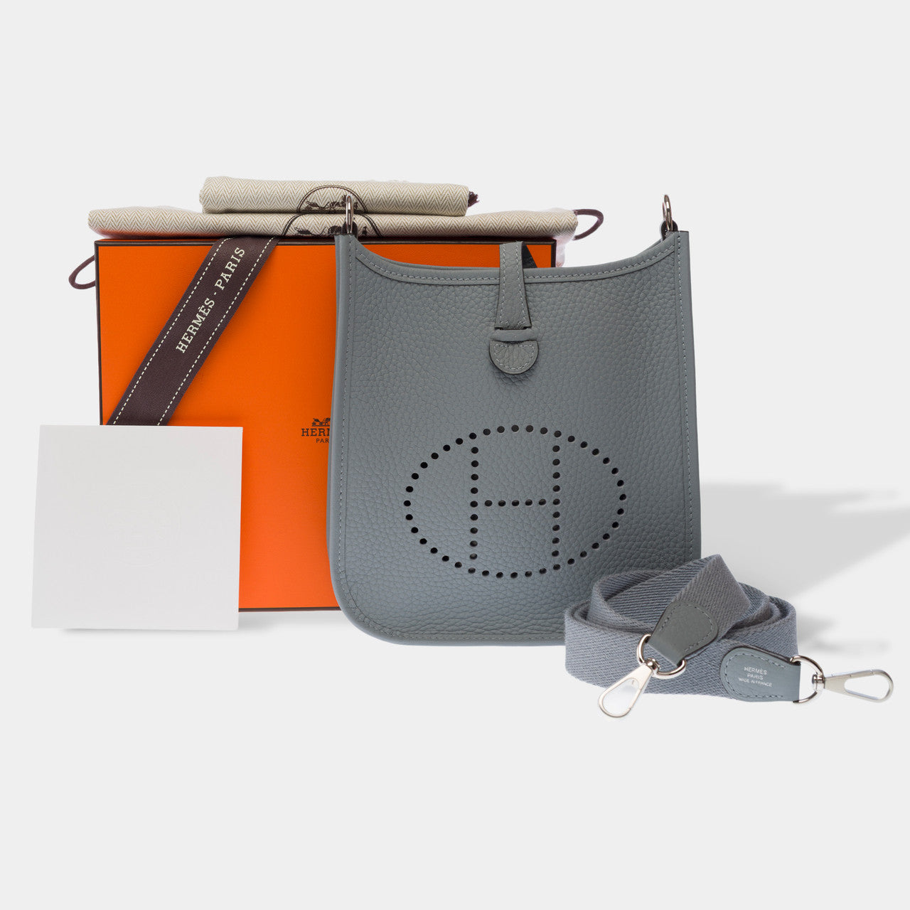 Sac HERMES Mini Evelyne en Cuir Bleu - 103020