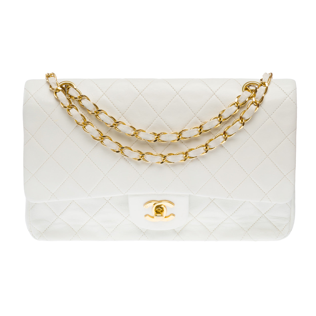 Sac CHANEL Timeless/Classique en Cuir Blanc - 103128