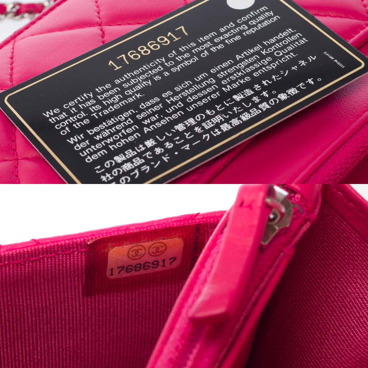 Sac CHANEL Wallet on Chain en Cuir Rose - 103069