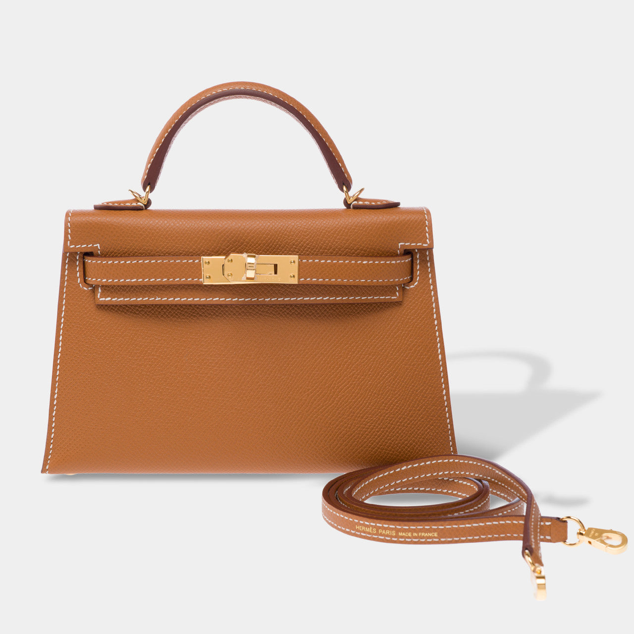 Sac HERMES Kelly Mini en Cuir Doré - 103160