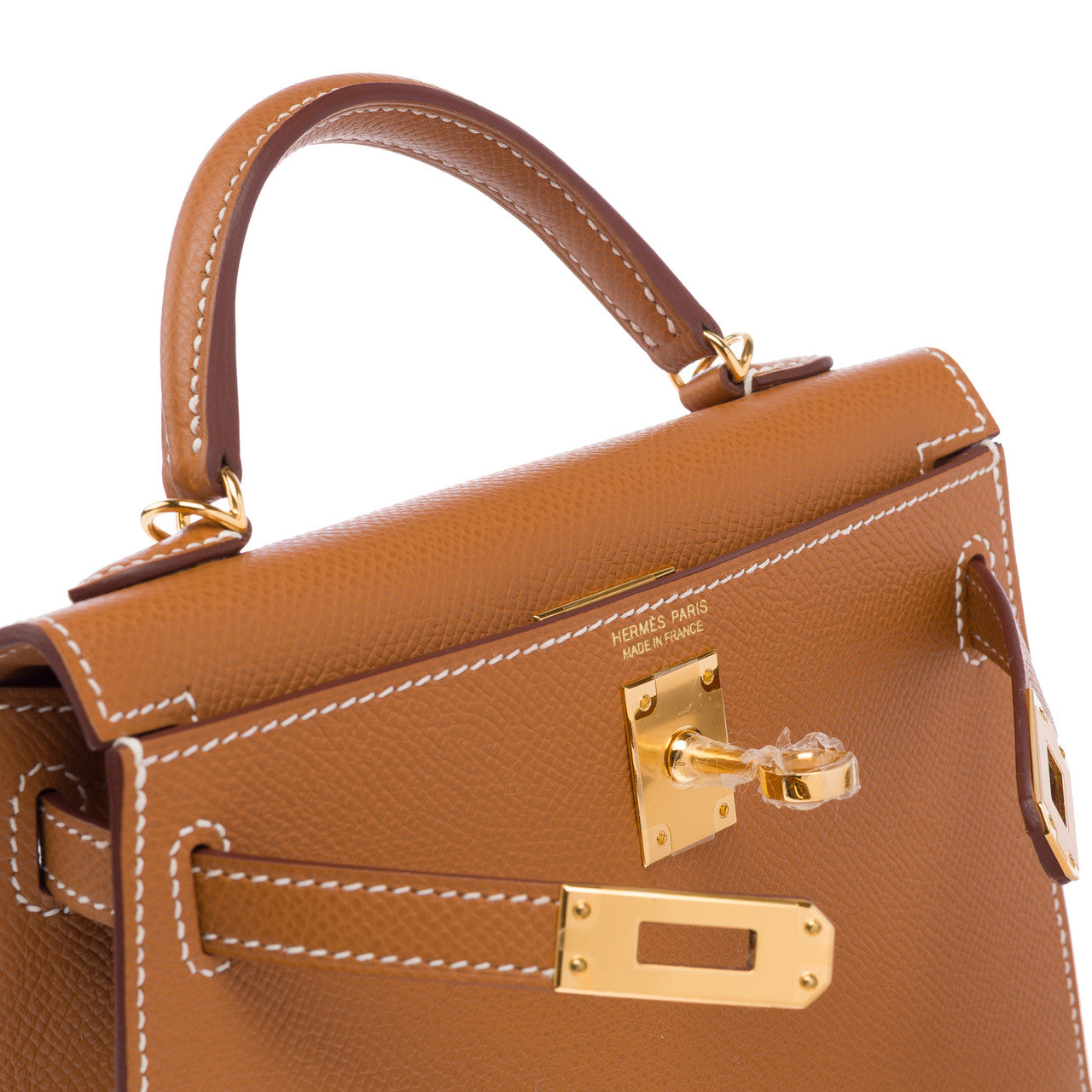 Sac HERMES Kelly Mini en Cuir Doré - 103160