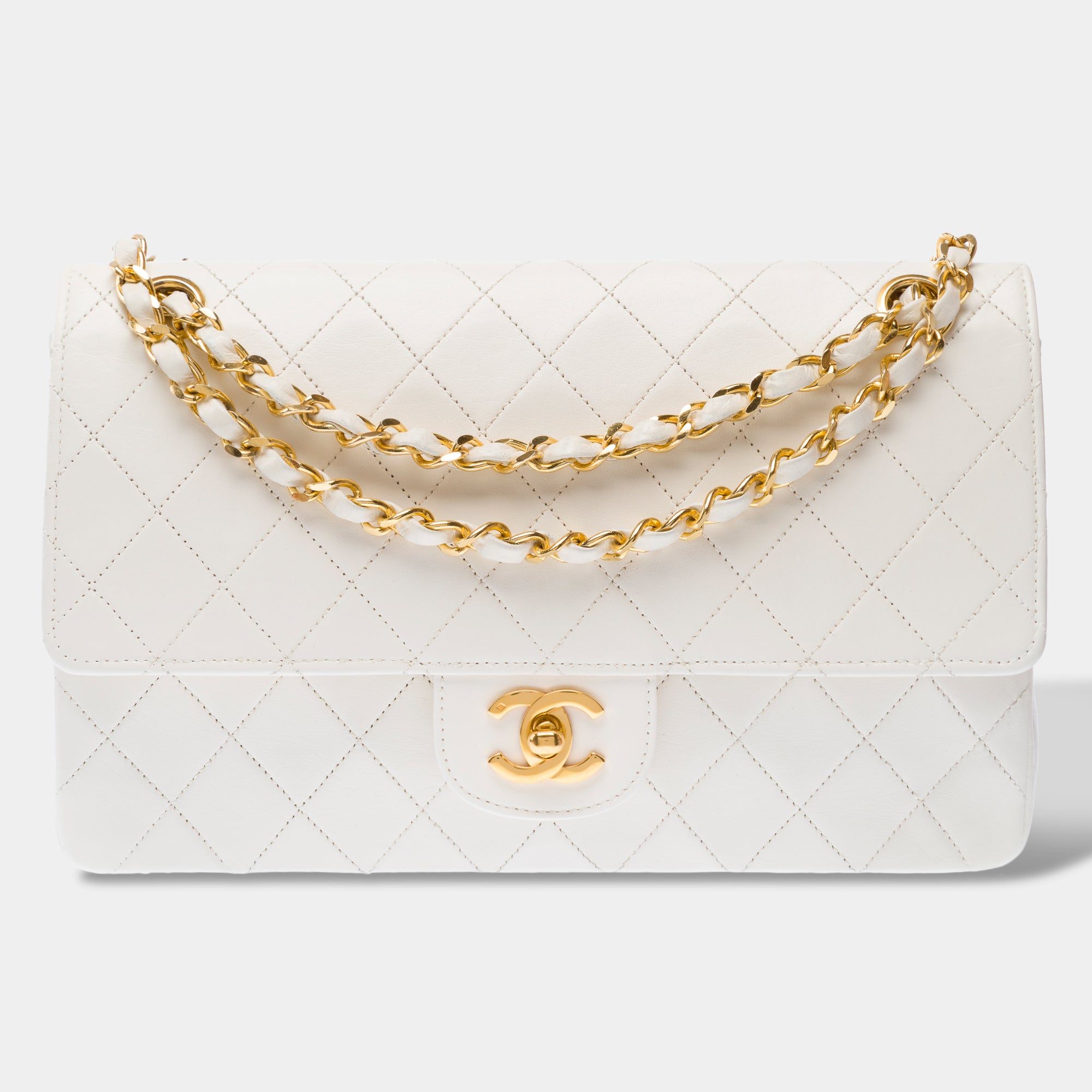 Sac CHANEL Timeless/Classique en Cuir Blanc - 103057