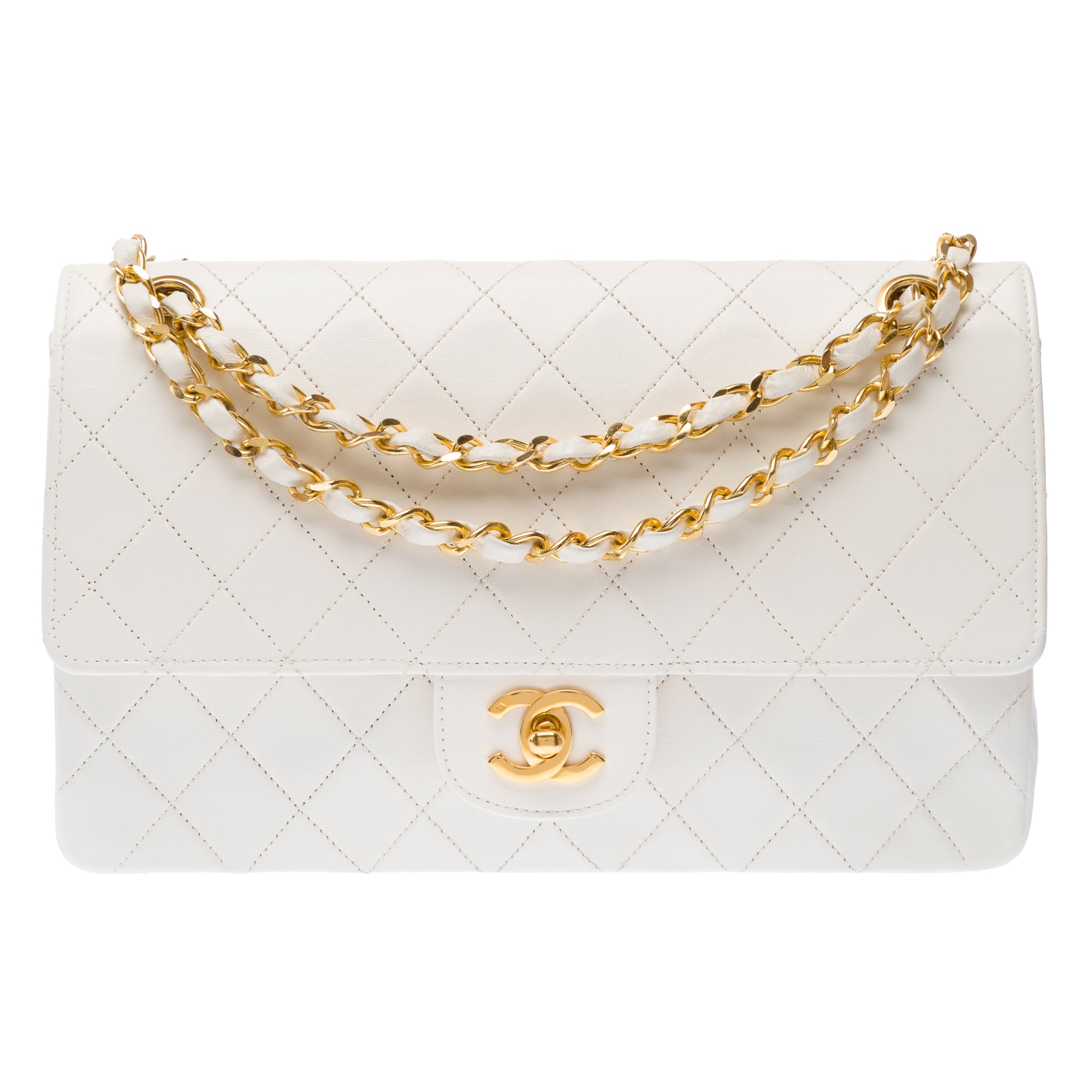 Sac CHANEL Timeless/Classique en Cuir Blanc - 103057